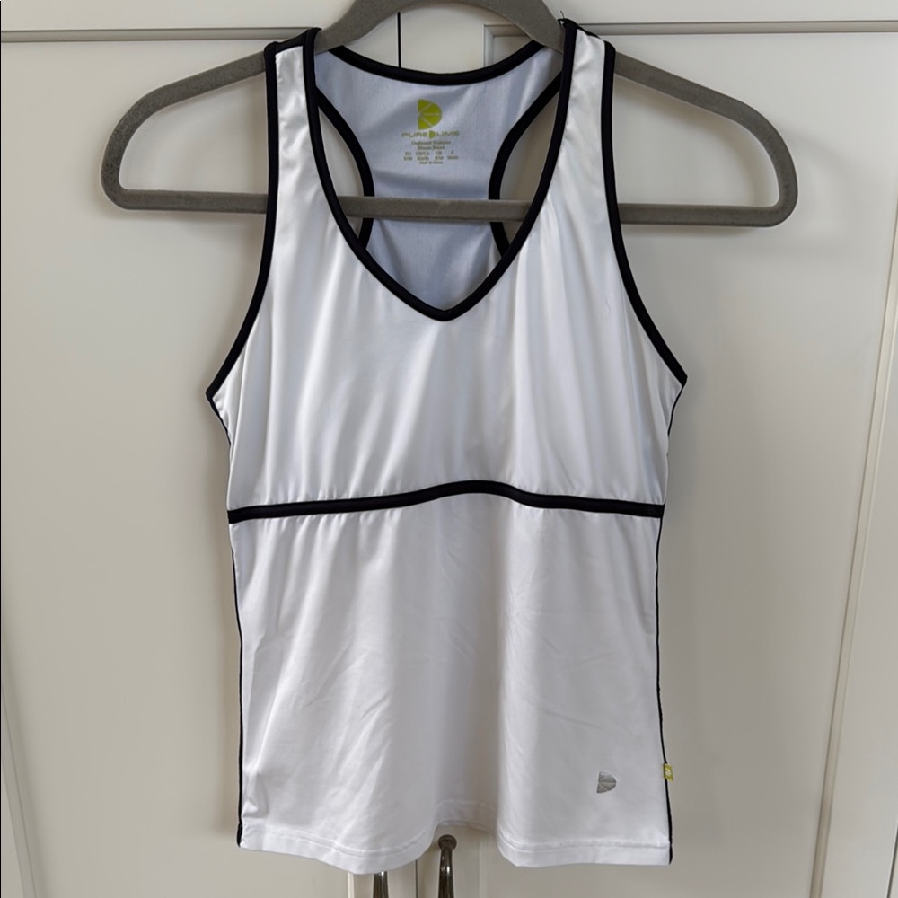 White Tank Top with Black Trim